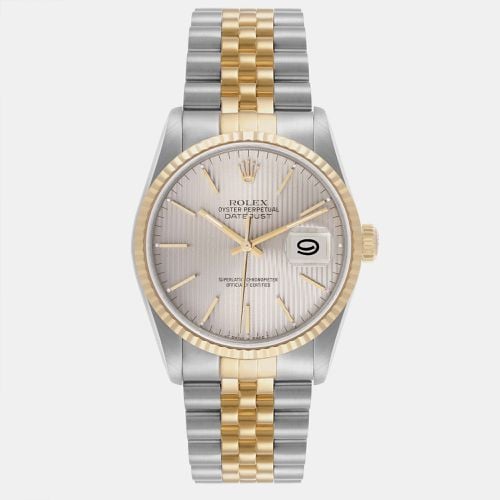 Datejust Steel Yellow Gold Tapestry Dial Men's Watch 16233 36 mm - Rolex - Modalova