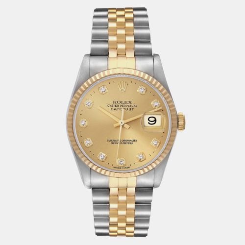 Datejust Steel Yellow Diamond Dial Men's Watch 16233 36 mm - Rolex - Modalova