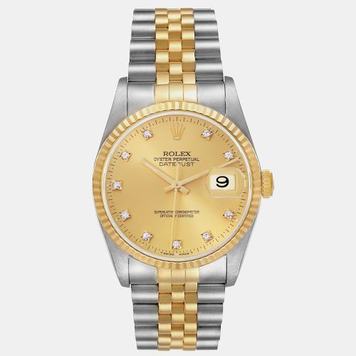 Datejust Steel Yellow Diamond Dial Mens Watch 16233 - Rolex - Modalova