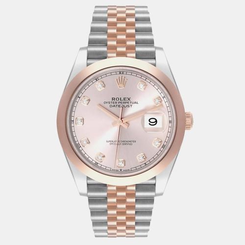 Datejust 41 Steel Rose Gold Diamond Dial Mens Watch 126301 - Rolex - Modalova