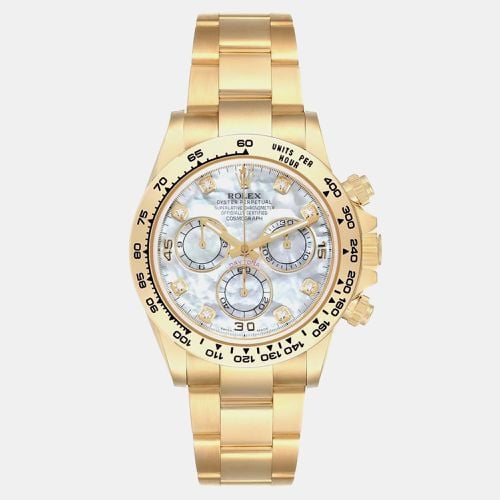 Daytona Yellow Gold MOP Diamond Dial Mens Watch 116508 - Rolex - Modalova