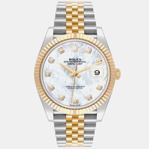 Datejust Steel Yellow Gold MOP Diamond Dial Men's Watch 41.0 mm - Rolex - Modalova