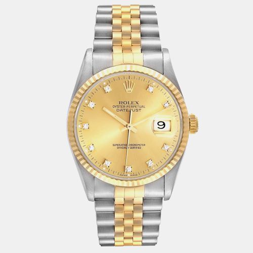 Datejust Steel Yellow Diamond Dial Men's Watch 36.0 mm - Rolex - Modalova