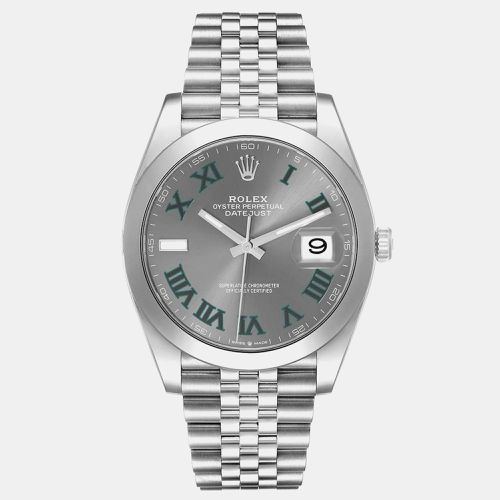 Datejust Green Wimbledon Dial Steel Men's Watch 41 mm - Rolex - Modalova