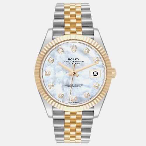 Datejust Steel Yellow Gold MOP Diamond Dial Men's Watch 41.0 mm - Rolex - Modalova