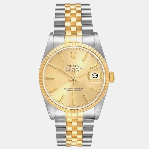 Datejust Steel Yellow Champagne Dial Men's Watch 36 mm - Rolex - Modalova