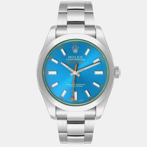 Milgauss Dial Green Crystal Steel Mens Watch 116400GV - Rolex - Modalova