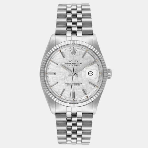 Datejust Steel White Gold Linen Dial Vintage Men's Watch 36.0 mm - Rolex - Modalova