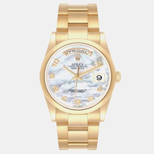 President Yellow Gold Mother of Pearl Arabic Dial Men's Watch 36.0 mm - Rolex - Modalova