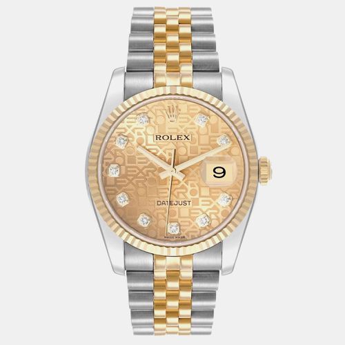 Datejust Steel Yellow Anniversary Diamond Dial Men's Watch 36.0 mm - Rolex - Modalova