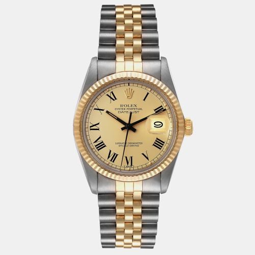 Datejust Steel Yellow Buckley Dial Vintage Mens Watch 16013 - Rolex - Modalova