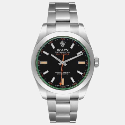 Milgauss 40mm Dial Green Crystal Steel Mens Watch 116400 - Rolex - Modalova