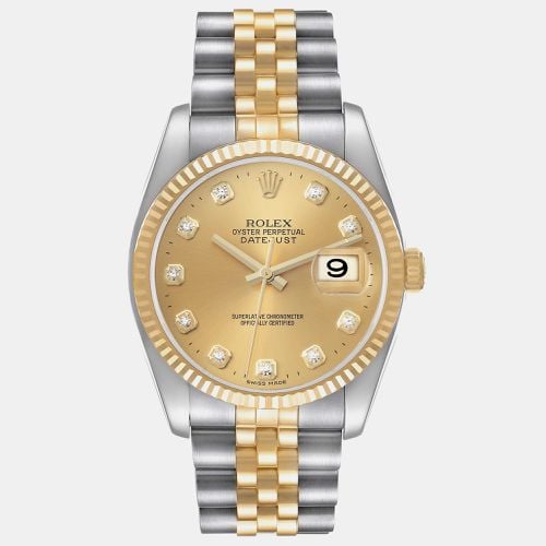 Datejust Steel Yellow Diamond Dial Mens Watch 116233 - Rolex - Modalova