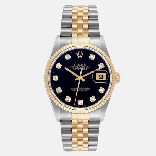 Datejust Steel Yellow Gold Diamond Dial Mens Watch 16233 - Rolex - Modalova