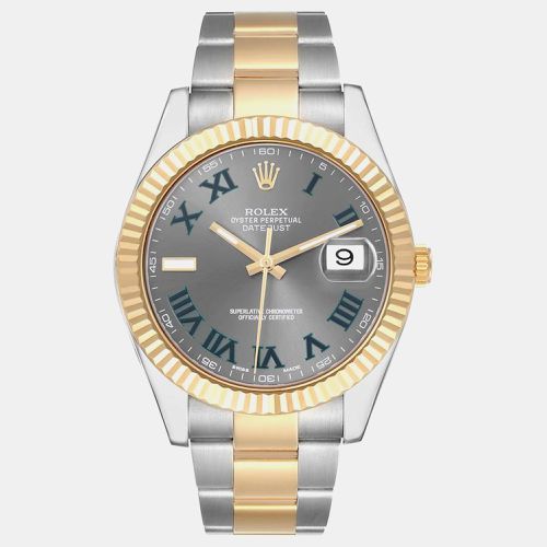 Datejust II 41 Steel Yellow Gold Wimbledon Dial Mens Watch 116333 - Rolex - Modalova