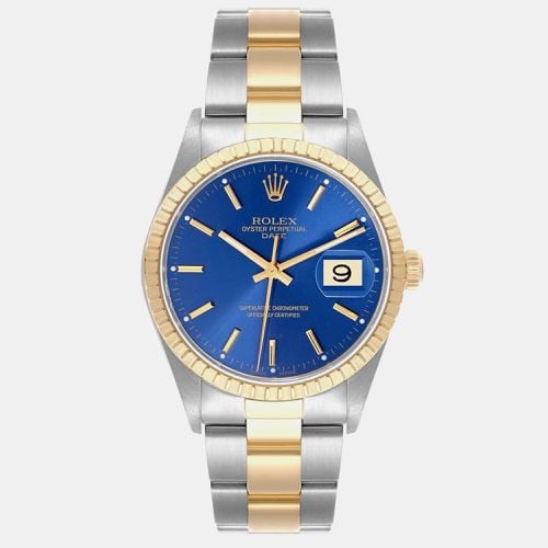 Date Steel Yellow Gold Dial Mens Watch 15223 - Rolex - Modalova