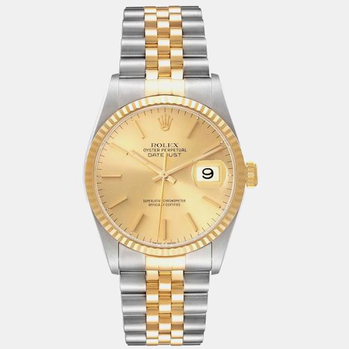 Datejust 36 Steel Yellow Champagne Dial Mens Watch 16233 - Rolex - Modalova