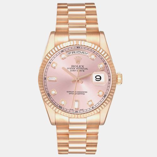 President Day Date 36 Everose Gold Diamond Mens Watch 118235 - Rolex - Modalova