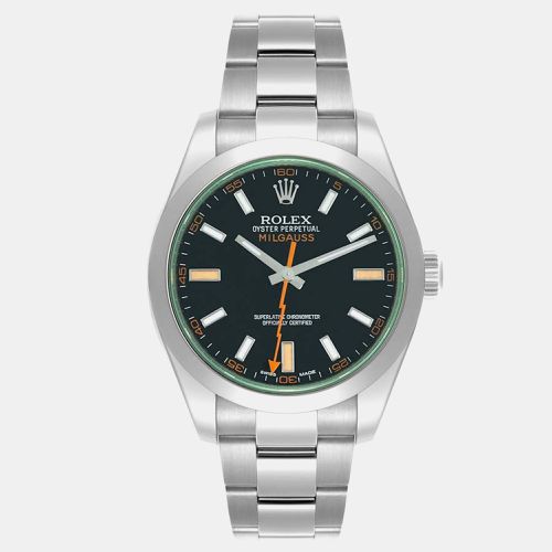 Milgauss 40mm Dial Green Crystal Steel Mens Watch 116400 - Rolex - Modalova