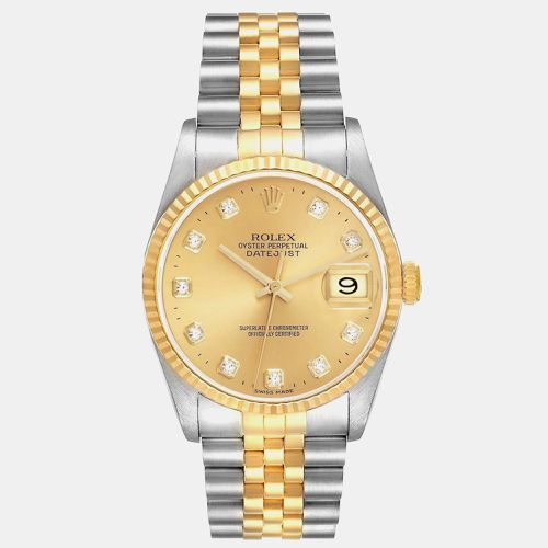 Datejust Steel Yellow Diamond Dial Mens Watch 16233 - Rolex - Modalova