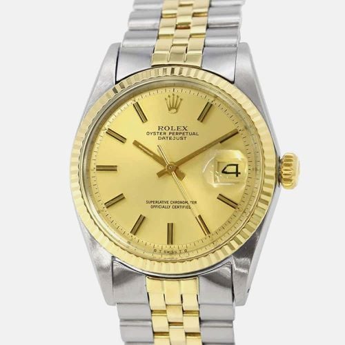 Champagne 18K Yellow Stainless Steel Datejust Automatic Men's Wristwatch 36 mm - Rolex - Modalova