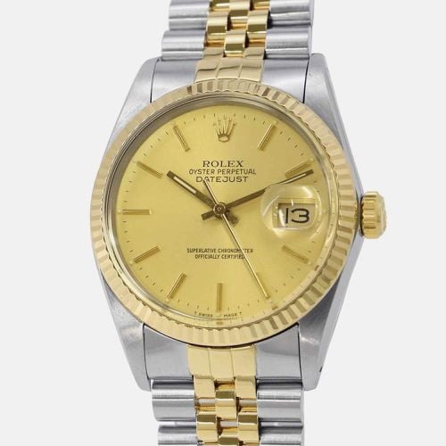 Stainless Steel 18K Yellow Champagne Dial Datejust 36 mm - Rolex - Modalova