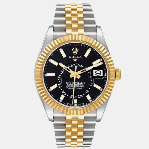 Sky Dweller Steel Yellow Gold Dial Mens Watch 326933 - Rolex - Modalova