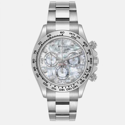 Cosmograph Daytona White Gold Mother of Pearl Diamond Dial Men's Watch 116509 40 mm - Rolex - Modalova