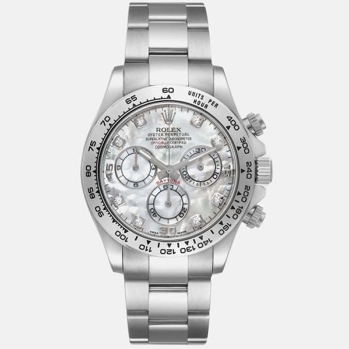 Cosmograph Daytona White Gold MOP Diamond Dial Men's Watch 116509 40 mm - Rolex - Modalova