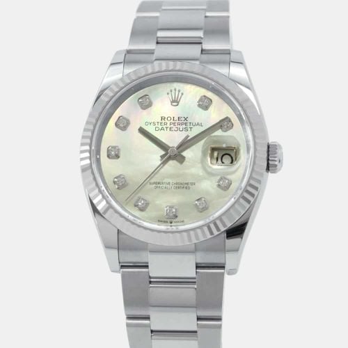 MOP Diamond 18K White Gold Stainless Steel Datejust 126234NG Automatic Men's Wristwatch 36 mm - Rolex - Modalova