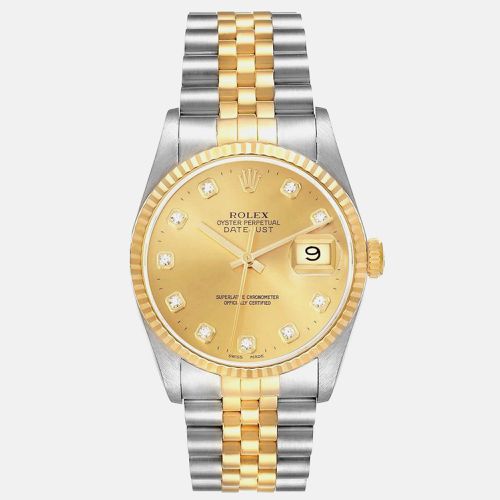 Datejust Steel Yellow Diamond Dial Mens Watch 16233 - Rolex - Modalova