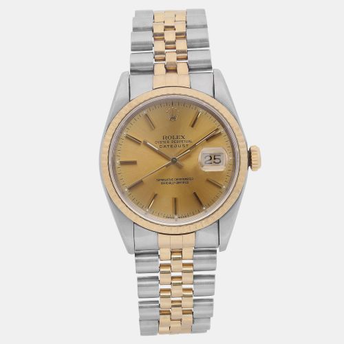 Champagne 18K Yellow Stainless Steel Datejust 16233 Automatic Men's Wristwatch 36 mm - Rolex - Modalova