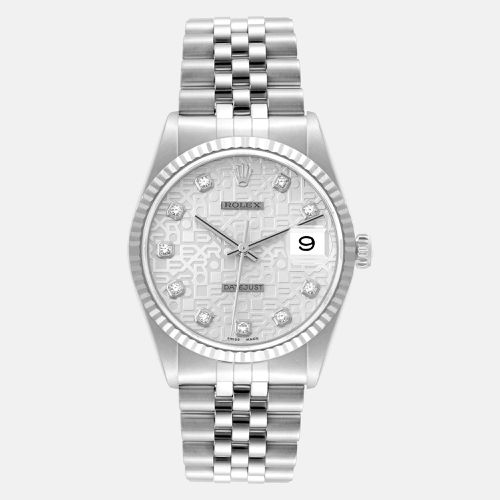 Datejust Steel White Gold Anniversary Diamond Dial Men's Watch 36.0 mm - Rolex - Modalova