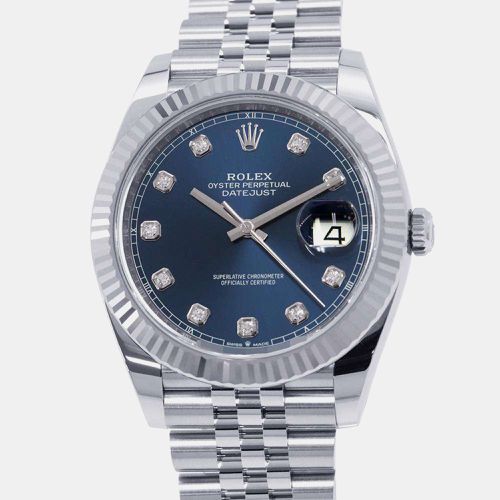 Diamond 18k White Gold Stainless Steel Datejust 126334 Automatic Men's Wristwatch 41 mm - Rolex - Modalova