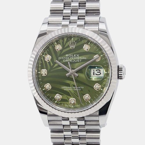 Diamond 18k White Gold Stainless Steel Datejust Automatic Men's Wristwatch 36 mm - Rolex - Modalova