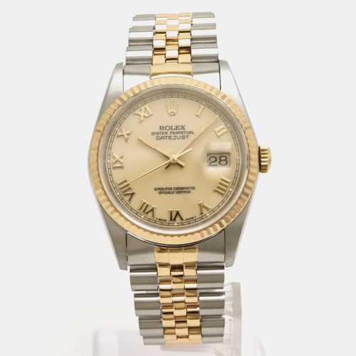 Ivory 18k Yellow Gold Stainless Steel Datejust 16233 Automatic Men's Wristwatch 36 mm - Rolex - Modalova