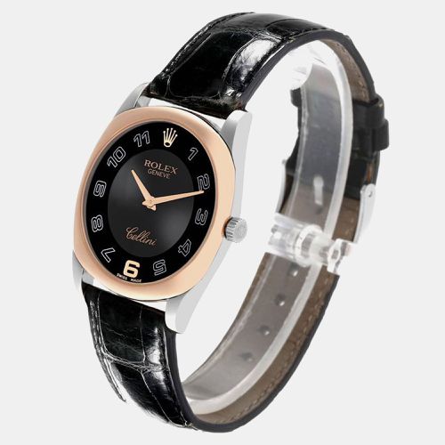 Cellini Danaos Rose Gold Black Dial Mens Watch 4233 - Rolex - Modalova