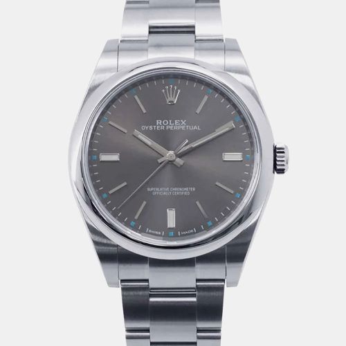 Dark Rhodium Stainless Steel Oyster Perpetual Automatic Men's Wristwatch 39 mm - Rolex - Modalova