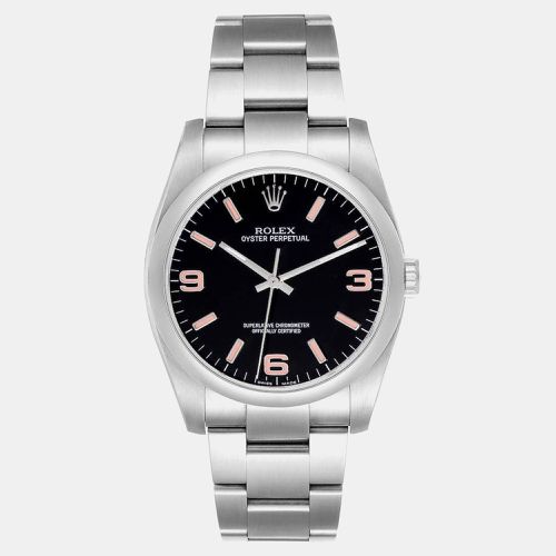 Oyster Perpetual 36 Pink Baton Dial Steel Mens Watch 116000 - Rolex - Modalova