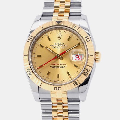 Champagne 18k Yellow Stainless Steel Datejust Automatic Men's Wristwatch 36 mm - Rolex - Modalova