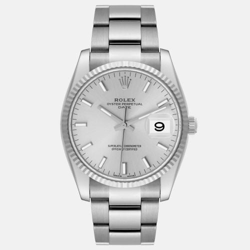 Stainless Steel Oyster Perpetual Date 115234 Automatic Men's Wristwatch 34 mm - Rolex - Modalova