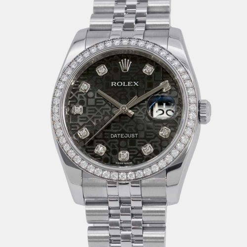 Diamond 18k White Gold Stainless Steel Datejust Automatic Men's Wristwatch 36 mm - Rolex - Modalova