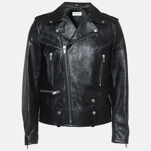 Leather Zipper Detail Biker Jacket XL - Saint Laurent Paris - Modalova