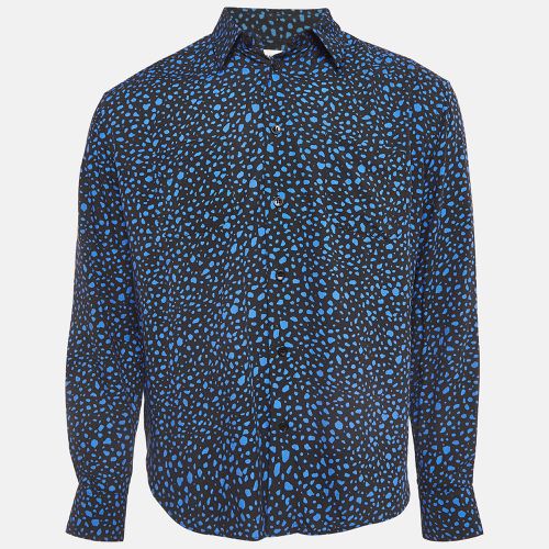 Saint Laurent Black & Abstract Print Crepe Shirt M - Saint Laurent Paris - Modalova