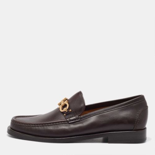 Dark Leather Gancini Slip On Loafers Size 41.5 - Salvatore Ferragamo - Modalova