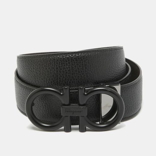 Dark Brown Leather Gancini Reversible Cut to Size Belt - Salvatore Ferragamo - Modalova