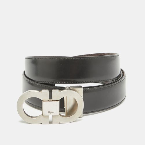 Brown Leather Gancini Buckle Reversible Cut to Size Belt - Salvatore Ferragamo - Modalova