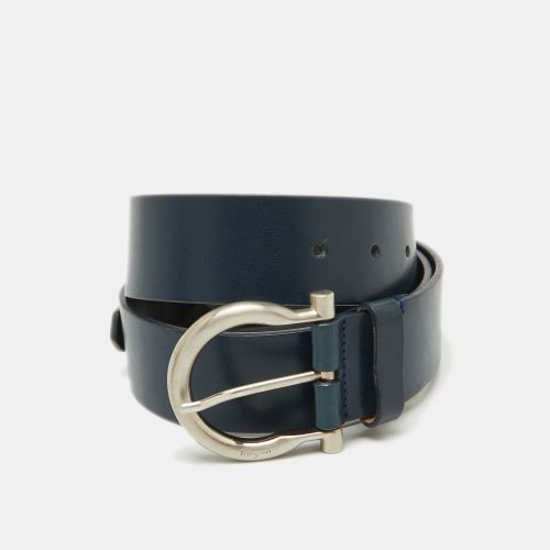 Dark Leather Gancio Buckle Belt 85CM - Salvatore Ferragamo - Modalova