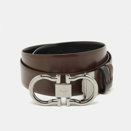 Dark Brown Leather Cut to Size Gancini Buckle Belt - Salvatore Ferragamo - Modalova