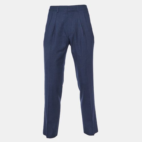 Dark Blue Wool & Silk Regular Fit Trousers S - Tom Ford - Modalova